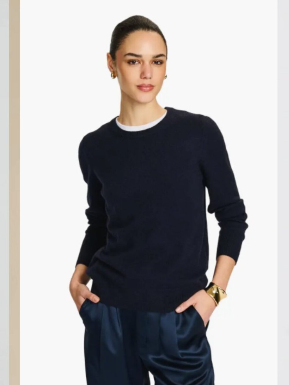 NEW Naadam The Original Cashmere Crewneck Navy Blue M